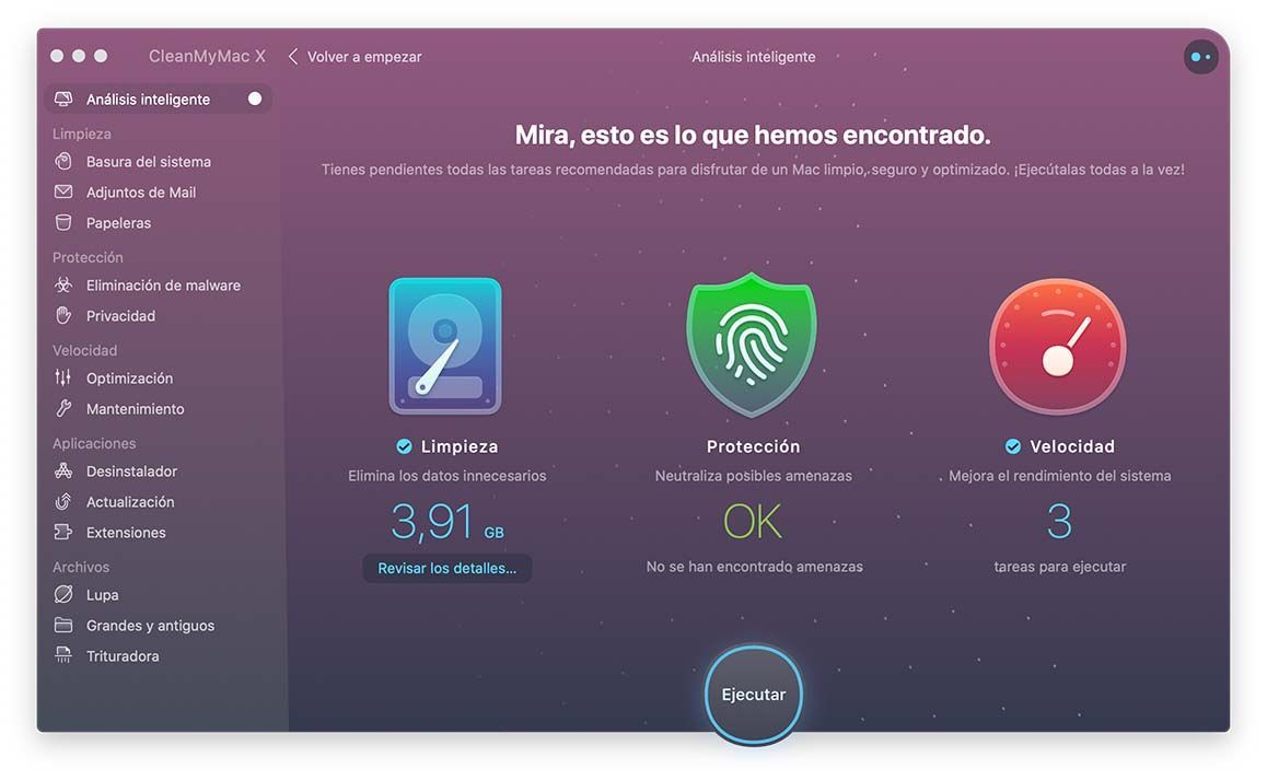Interfaz de CleanMyMac X