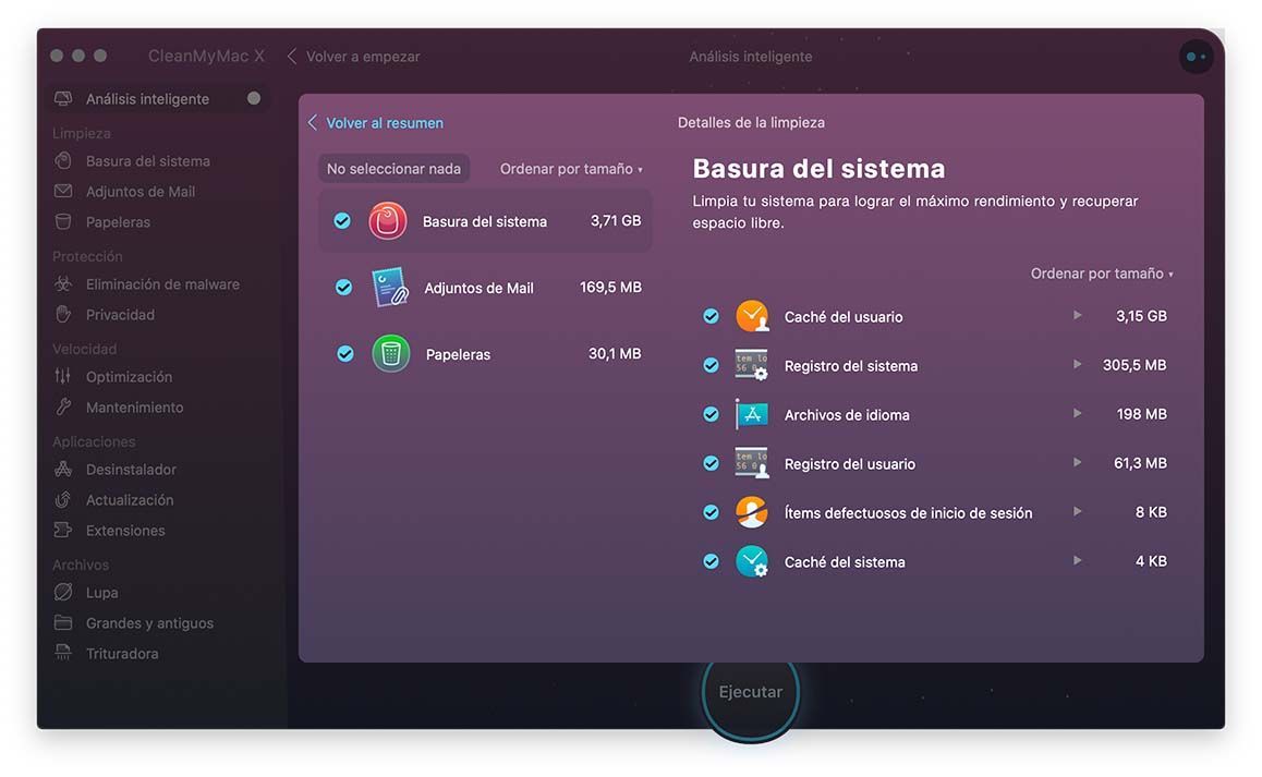 Smart Care de CleanMyMac X resultados